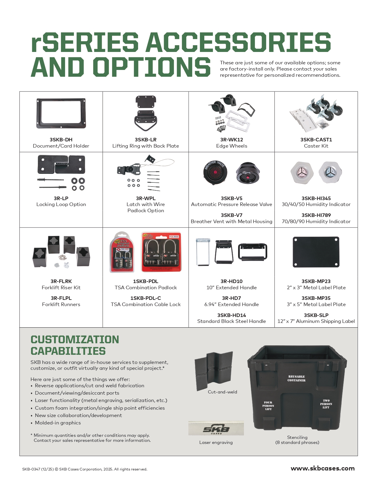 SKB 3R Series Waterproof Shipping Case Size Chart Page 2